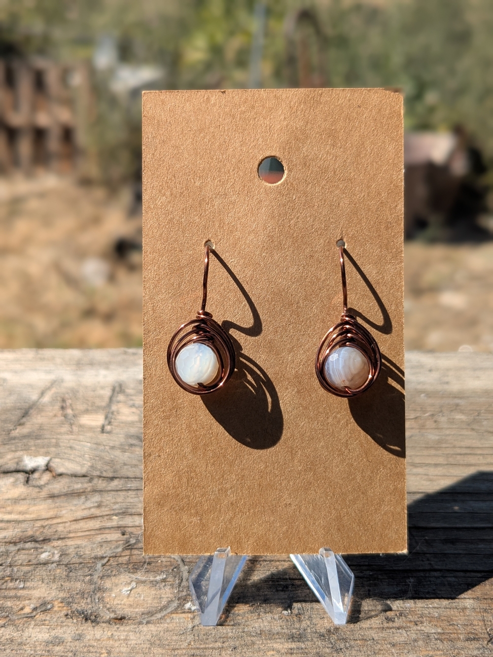 Handcrafted Herringbone Agate Earrings, Gemstone Of Harmony